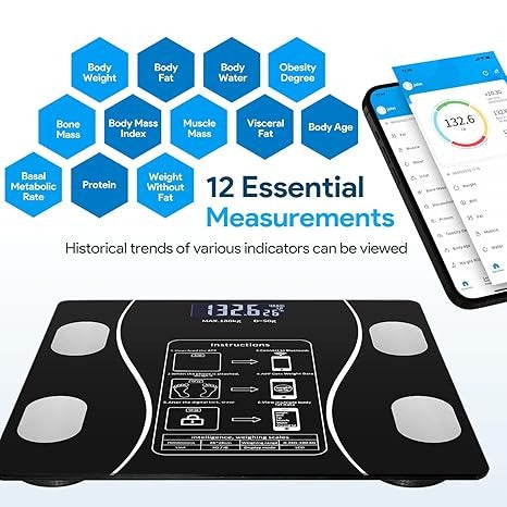 SmartScale™ Bluetooth Digital Weight Scale 180kg | Tracks 13+ Body Metrics | Smart LED Bathroom Scale | 12-Month Warranty