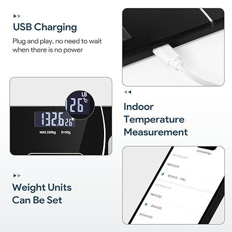 SmartScale™ Bluetooth Digital Weight Scale 180kg | Tracks 13+ Body Metrics | Smart LED Bathroom Scale | 12-Month Warranty