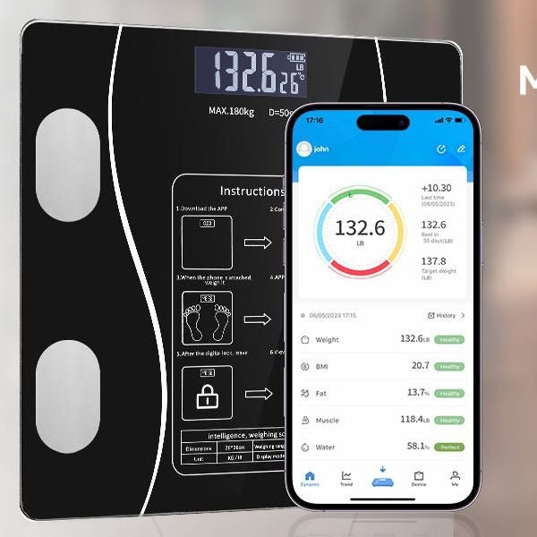 SmartScale™ Bluetooth Digital Weight Scale 180kg | Tracks 13+ Body Metrics | Smart LED Bathroom Scale | 12-Month Warranty - My Store